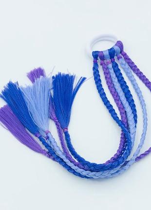 Резинка для волос детская с косичками Резинка с тресами фиолет...