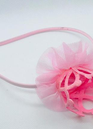 Ободок для волос с короной розовый Новогодний ободок