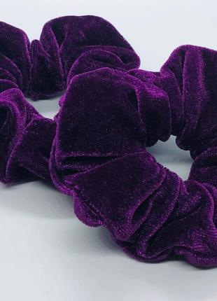 Резинка для волос велюровая фиолетовая, оттенок - индиго