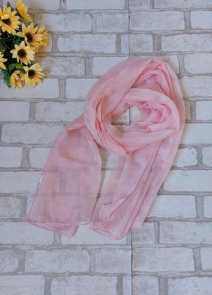 Шовковий шарф хустка пудровий ніжно-рожевий