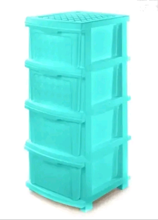 Пластиковый салатовый комод, шкафчик, тумбочка, тумба на 4 ящика