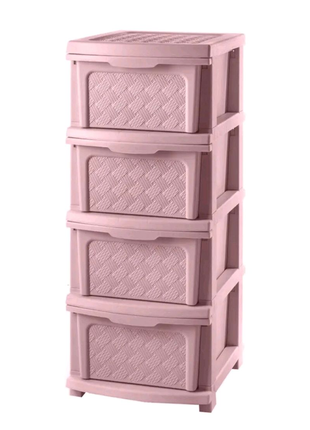 Пластиковый будрово розовый комод, шкафчик, тумбочка на 4 ящика
