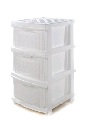Пластиковый белый комод, шкафчик, тумба, тумбочка на 3 ящика