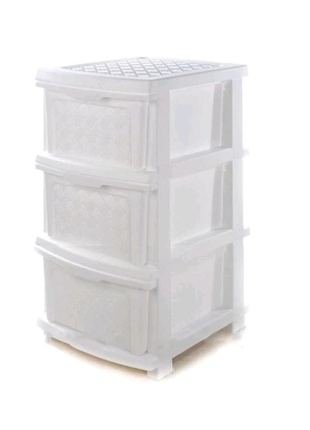 Пластиковый белый комод, шкафчик, тумбочка, тумба на 3 ящика