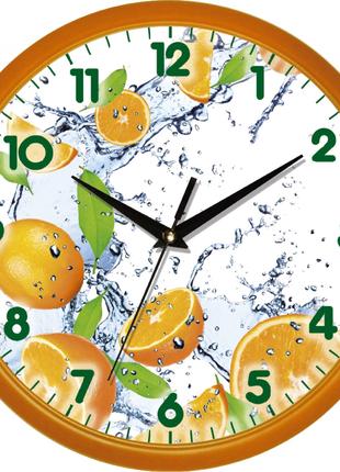 Часы настенные Оранж с защитным стеклом круглые бесшумные белы...