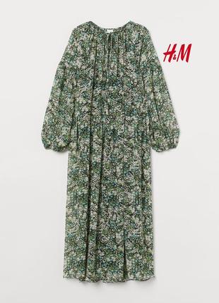 Длинное шифоновое платье oversized цветочный принт h&amp;m
