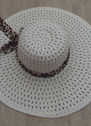 Женская шляпа соломенная с широкими полями Белая 55-58р (660)