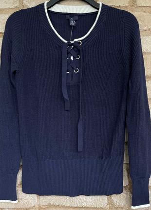 1, Хлопковый синий свитер с завязкоми размер М GAP Оригинал