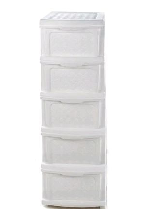 Пластиковый белый комод, шкафчик, тумбочка, на 5 ящиков