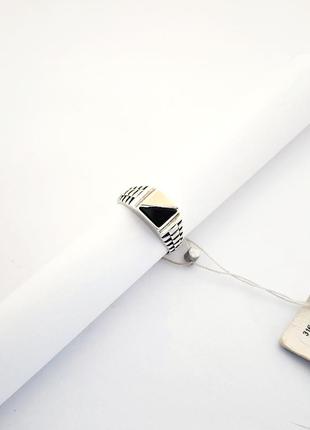 Серебряная печатка перстень кольцо 19 размер золотой накладкой