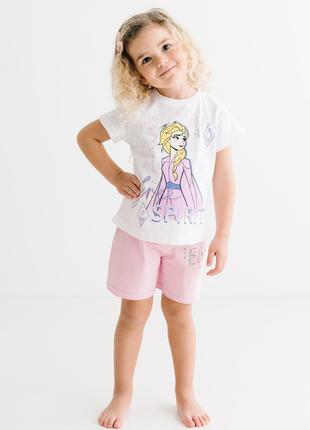 Костюм (футболка, шорты) «Frozen 7 лет, 122 см, бело-розовый»....