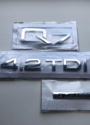 Шильдик на багажник, напис на багажник Audi Q7 4.2TDI quattro