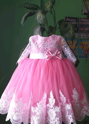 Розовое детское платье от 1 годика и больше