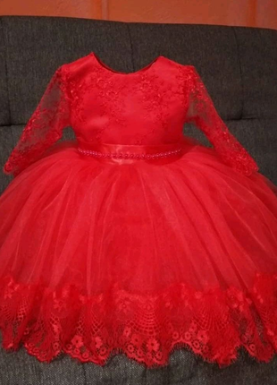 Красное платье  для девочки  от 1 годика и больше