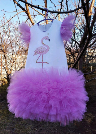 Платье  розовый фламинго  детское