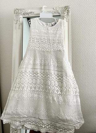 Белое длинное сетевое платье zara стили для девочки 7р. красив...
