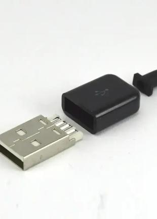 Штекер USB тип A под шнур, бакелит, чёрный