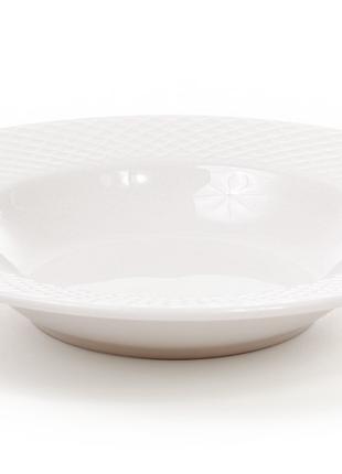 Тарелка фарфоровая суповая, 22см, цвет - белый