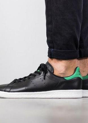 Оригинальные кроссовки adidas stan smith boost black/green