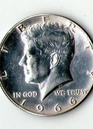 США ½ доллара, 1966 год серебро 11.5 гр. Kennedy Half Dollar №872