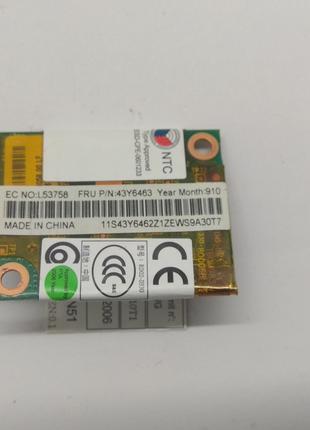 Modem board, снят с ноутбука Lenovo Thinkpad T500, 43Y6463, Б / У