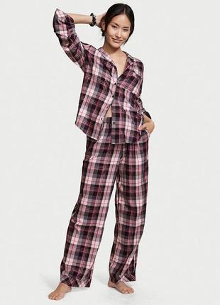 Пижама victoria's secret + резиночка для волос flannel long pa...