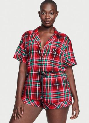 Пижама victoria's secret flannel short pajama set  размер s