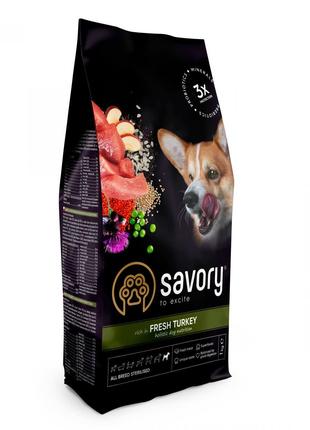 Сухий корм Savory для стерилізованих собак усіх порід з індичк...