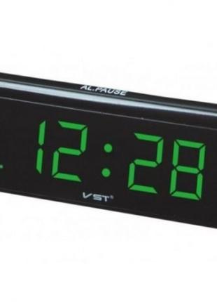 Электронные проводные цифровые часы VST 730 Зелёная подсветка