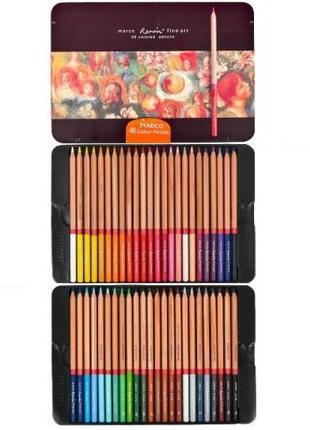 Карандаши цветные 48 цветов "MARCO" Renoir в металлическом пен...