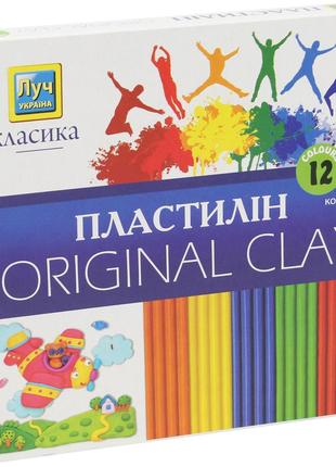Пластилін для ліплення "Класика" 12 кольорів для дітей ПЛ-003-МВ