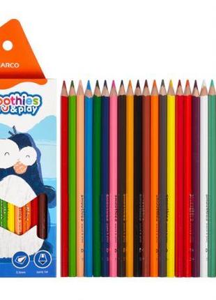 Цветные карандаши трехгранные MARCO 24 цвета грифель 3.3 мм Sm...
