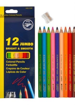 Карандаши цветные 12 цветов "MARCO" Jumbo Superb Writer с точи...