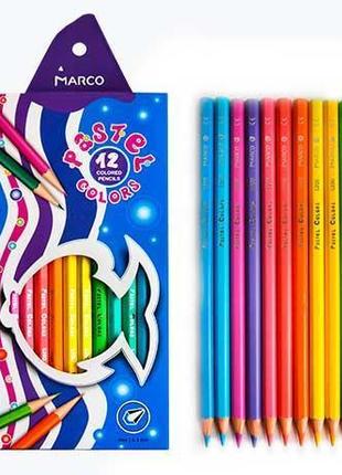 Набор цветных карандашей 12 цветов MARCO "Pastel Colors" 5200-...