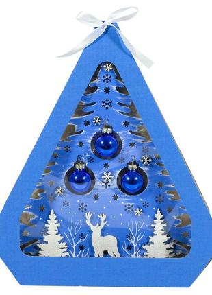 Новогодняя декорация "Елочка" синяя с оленями 32,5см