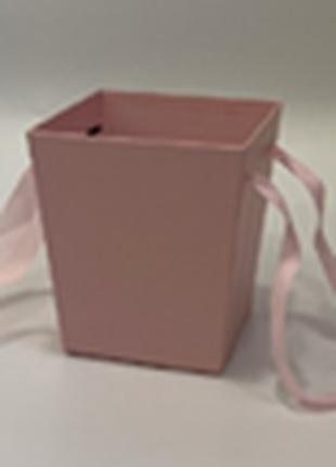 Коробка декоративная для цветов трапеция - розовая, 14.5x11x15...