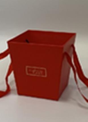 Коробка декоративная для цветов трапеция - красная, 14.5x11x15...