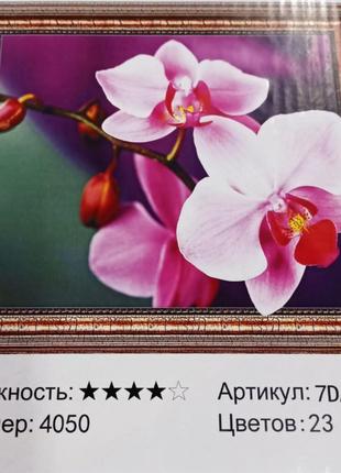 Алмазная мозаика 5D по номерам 40*50см "Орхидеи" карт уп. (Пол...