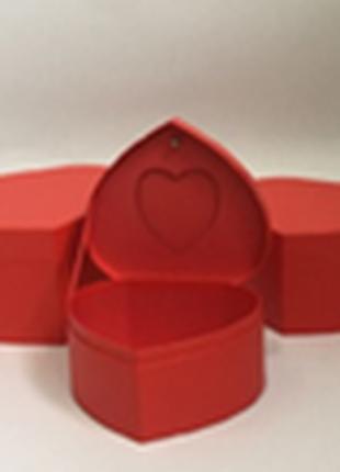 Подарочная коробка сердце - красное, в наборе - 3шт., W3158