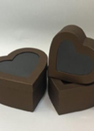 Подарочная коробка сердце - шоколад, в наборе - 3шт., W3077