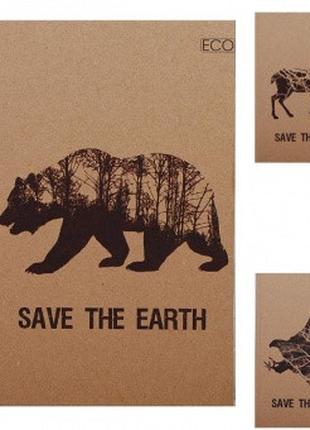 Блокнот для нотаток Save the Earth, А5, 96 л., Еко папір, кліт...