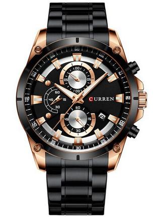 Классические мужские наручные часы Curren 8360 Black-Gold