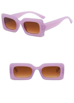 Тренд очки солнцезащитные фиолетовые прямоугольные крупные гео...