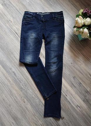 Женские узкие джинсы с молниями внизу размер 29/30 брюки штаны