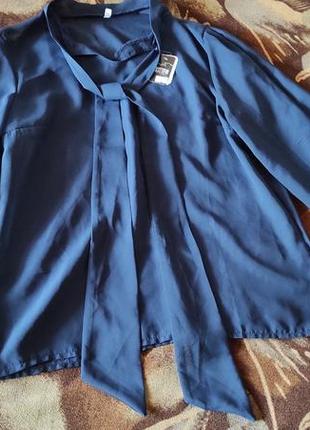 Блузка синяя с длинным рукавом шифоновая kitten 6 шт