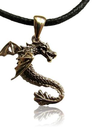 Крылатый дракон кулон бронза со шнурком