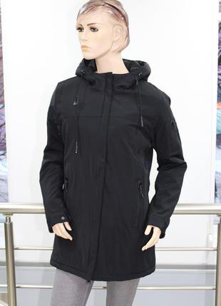 Удлиненная женская куртка/ветровка Remain черного цвета (разме...