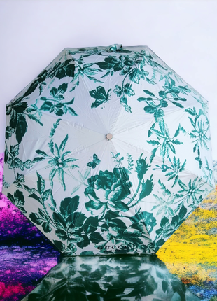 Женский складной зонт "green garden" с карбоновыми спицами, ав...