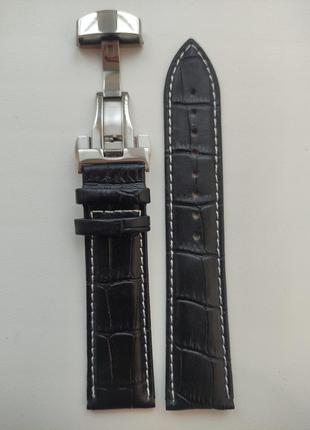 Сменный кожаный ремешок 24 мм с застёжкой "бабочка"