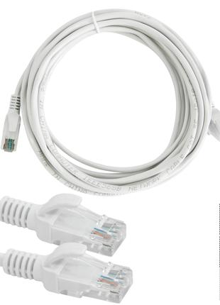 Кабель для інтернету Cat 5E "HX" Білий, патч корд 4.5м - LAN к...